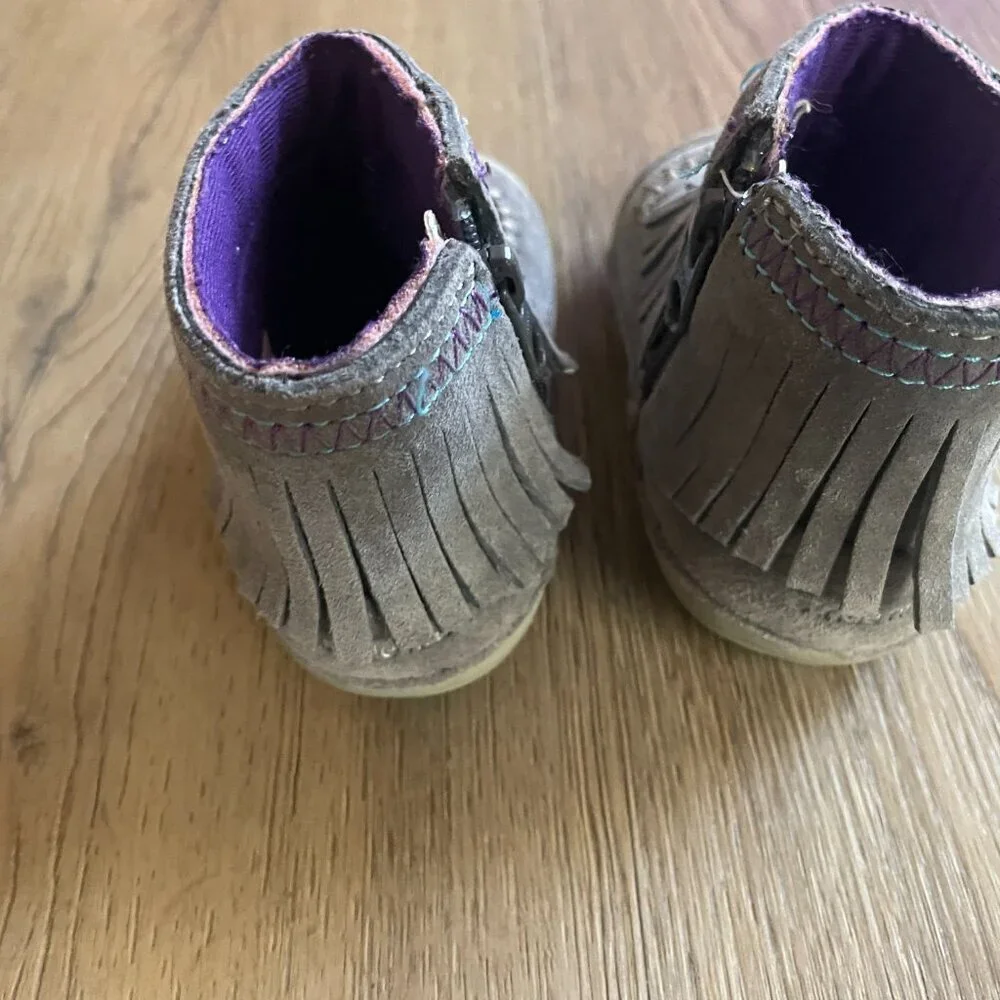Stride Rite Baby Girl Leather Tasha Gray Bootie Shoes 4M
